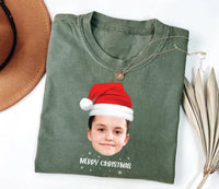 Custom Face Christmas Shirt, Personalized Santa Hat Shirt, Matching Family Gift Tee