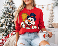 Snowman Sweatshirt, Trendy Christmas Design Shirt, Preppy Girly Holiday Sweatshirt