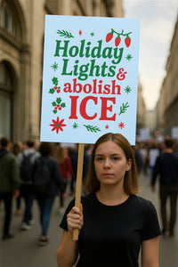 Holiday Lights And Abolish ICE Christmas Protest Sign, Anti-Trump, No Kings, Protect Democracy Political Poster, Resist Fascist Rally Sign