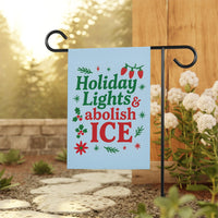 Holiday Lights & Abolish ICE Christmas Protest Garden Flag, Double Sided, No Kings In America, Pro Democracy, Anti-Trump, Anti Fascist Flag