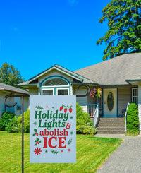 Holiday Lights & Abolish ICE Christmas Protest Garden Flag, Double Sided, No Kings In America, Pro Democracy, Anti-Trump, Anti Fascist Flag