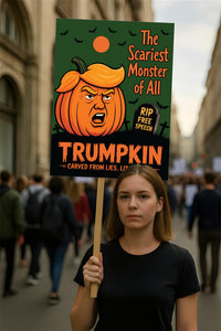Trumpkin Halloween Protest Sign, Anti-Trump, No Kings In America, Protect Democracy Political Activist Poster, Resist Fascism Rally Sign