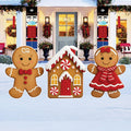 Gingerbread Couple with House Yard Signs, Christmas Outdoor Decorations with Stakes, Holiday Lawn & Garden Décor for Winter Home Display