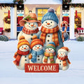 Snowman Family Welcome Yard Sign, Christmas Outdoor Decoration with Stakes, Winter Holiday Lawn & Garden Décor for Home Front Porch Display