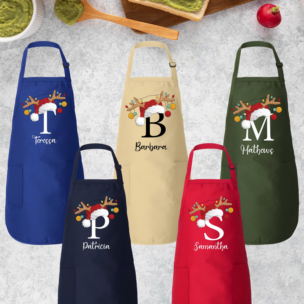 Personalized Matching Christmas Apron, Adjustable Neck, Full-Length Custom Christmas Kitchen Apron with Pockets, Christmas Mom Gift