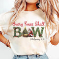 Nativity Scene Shirt, Trendy Christmas Santa Shirt, Every Knee Shall Bow Christmas Tee