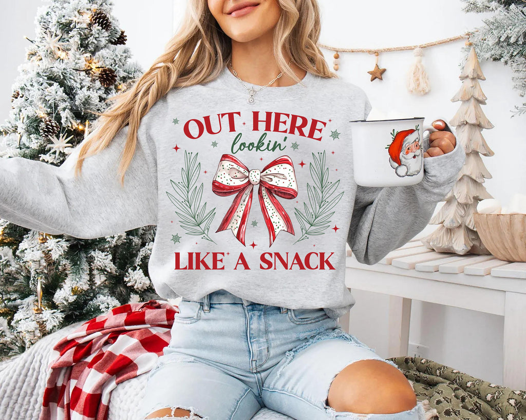 Christmas Coquette Bow Shirt, Out Here Lookin' Like a Snack Shirt, Christmas Cake Tee