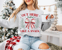 Christmas Coquette Bow Shirt, Out Here Lookin' Like a Snack Shirt, Christmas Cake Tee