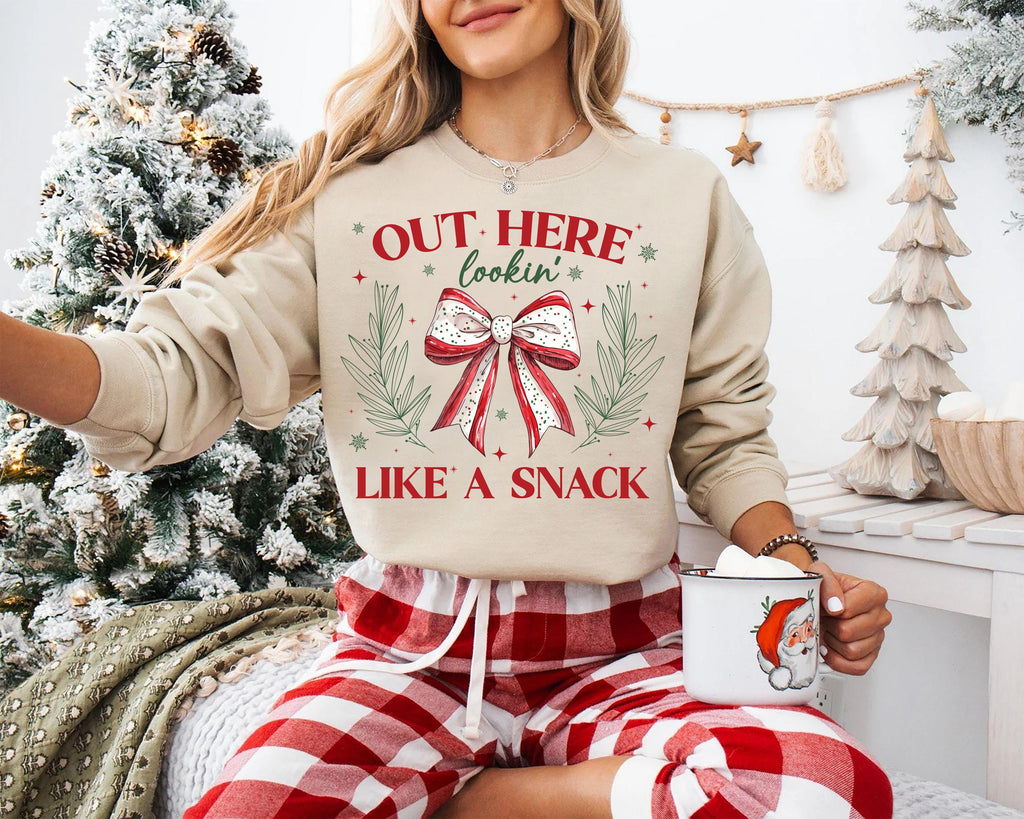 Christmas Coquette Bow Shirt, Out Here Lookin' Like a Snack Shirt, Christmas Cake Tee