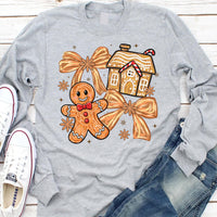 Gingerbread Christmas Coquette Long Sleeve Shirt, Brushstroke Christmas Shirt, Tis The Season Tee