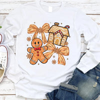 Gingerbread Christmas Coquette Long Sleeve Shirt, Brushstroke Christmas Shirt, Tis The Season Tee