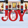 Nativity JOY Yard Sign with Stakes, Christmas Outdoor Religious Lawn Decor, Holy Family Nativity Scene Garden Decoration Porch Patio Xmas