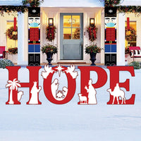 HOPE Nativity Yard Sign with Stakes, Religious Christmas Outdoor Decor, Holy Family Nativity Lawn Sign for Porch, Garden & Holiday Display