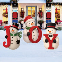 JOY Snowman Yard Signs Set, Christmas Outdoor Lawn Decorations with Stakes, Holiday Winter Porch Garden Decor, Snowmen Xmas Yard Display