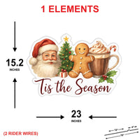 Tis the Season Christmas Yard Sign, Santa Gingerbread Outdoor Decorations with Stakes, Holiday Lawn Garden Porch Decor Winter Xmas Display
