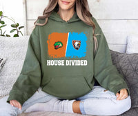 Custom House Divided Hoodie, Personalized Two Sports Team Shirt, Football, Baseball, Hockey, Basketball Hoodie