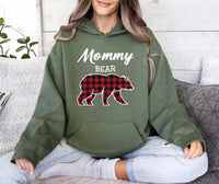 Custom Matching Christmas Bear Hoodie, Bear Family Shirt, Personalized Buffalo Plaid Hoodie