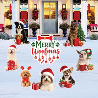 Dog Christmas Yard Signs, Merry Woofmas Outdoor Decorations with Stakes, Puppy Lawn Garden Decor, Xmas Holiday Patio Pathway Display