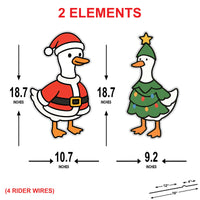 Christmas Goose Yard Sign, Outdoor Metal Decorations with Stakes, Funny Santa & Tree Goose Lawn Garden Decor, Holiday Patio Display