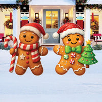 Gingerbread Christmas Yard Signs, Outdoor Lawn Decorations with Stakes, Holiday Garden Decor, Cute Candy Cane & Tree Xmas Display