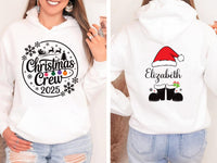 Christmas Crew Hoodie, Personalized Matching Family Shirt, Xmas Pajamas Top, Custom Family Christmas Hoodie, Front Back