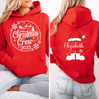Christmas Crew Hoodie, Personalized Matching Family Shirt, Xmas Pajamas Top, Custom Family Christmas Hoodie, Front Back