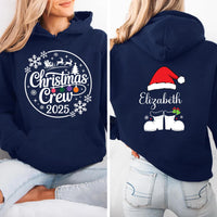 Christmas Crew Hoodie, Personalized Matching Family Shirt, Xmas Pajamas Top, Custom Family Christmas Hoodie, Front Back