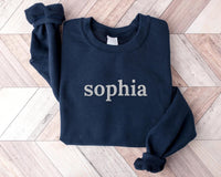 Custom Name Embroidered Sweatshirt, Personalized Name Hoodie, Embroidered Crewneck Shirt, Custom Long Sleeve Shirt