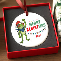 Merry Resistmas Ceramic Ornament, Portland Frog Christmas Ornament, Anti-Fascism Holiday Keepsake, Political Protest Gift, Abolish ICE Decor