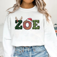 Family Christmas Name Sweatshirt, Doodle Alphabet Family Christmas Shirt, Personalized Christmas Family Sweatshirt