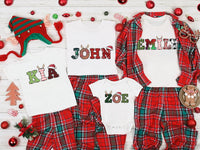 Family Christmas Name Shirt, Doodle Alphabet Family Christmas Shirt, Personalized Christmas Family Tee