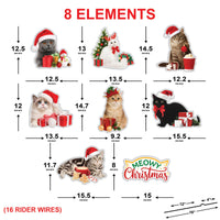 Meowy Christmas Cat Yard Signs, Holiday Outdoor Decorations, Cute Kitty Lawn Decor with Stakes, Festive Pet Garden Xmas Decoration