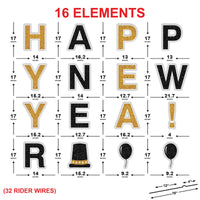 Happy New Year 2026 Yard Sign, Gold and Black Lawn Decoration, Outdoor Party Sign with Stakes, New Year’s Eve Garden Decor