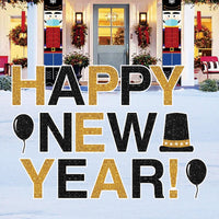 Happy New Year 2026 Yard Sign, Gold and Black Lawn Decoration, Outdoor Party Sign with Stakes, New Year’s Eve Garden Decor