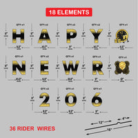 Happy New Year 2026 Yard Sign, Gold Gradient Lawn Decoration, Outdoor New Year’s Eve Party Sign with Stakes, Festive Garden Decor