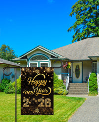 Happy New Year 2026 Garden Flag, New Year’s Eve Yard Flag, Holiday Welcome New Year Fence Front Porch Yard Decorations, Eve Party Decor Flag