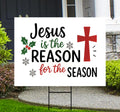 Jesus Is The Reason For The Season Yard Sign, Christmas Outdoor Decoration, Religious Holiday Lawn Sign with H-Stake, Christian Decor