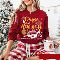 Cruising Into the New Year 2026 Sweatshirt, Custom Name Cruise Shirt, Family Vacation Matching Sweatshirt