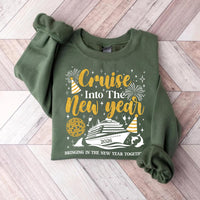 Cruising Into the New Year 2026 Sweatshirt, Custom Name Cruise Shirt, Family Vacation Matching Sweatshirt