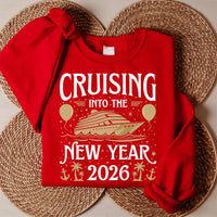 Cruising Into the New Year 2026 Sweatshirt, Custom Name Cruise Shirt, Family Vacation Matching Sweatshirt