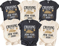 Cruising Into the New Year 2026 Shirt, Custom Name Cruise Shirt, Family Vacation Matching Tee