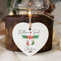 Personalized Couple Ornament 2025, Together Ceramic Keepsake, New Couple Christmas Ornament, Romantic Gift for Couple, Holiday Decoration