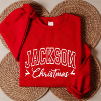 Custom Family Name Christmas Sweatshirt, Matching Family Christmas Shirt, Personalized Holiday Sweatshirt