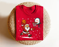 Christmas Basketball Shirt, Santa Basketball Shirt, Funny Santa Tee