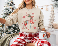 Christmas Reindeer Sweatshirt, Preppy Christmas Coquette Shirt, Retro Xmas Sweatshirt