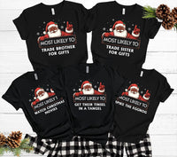 Black Santa Claus Christmas Shirt, Family Matching Christmas Shirt, Brown Santa Claus Tee