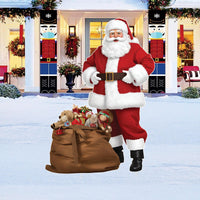 Santa Christmas Yard Sign, Outdoor Holiday Decoration with Stakes, Corrugated Plastic Santa Lawn Display for School Events & Xmas Parties