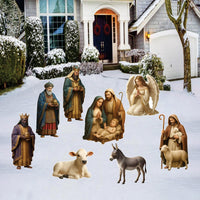 Nativity Scene Yard Signs, Holy Family Outdoor Nativity Set with Stakes, Three Kings Religious Christmas Lawn & Garden Décor for Church Home
