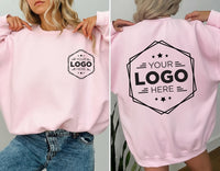Custom Logo Sweatshirt, Your Business Logo or Brand Logo Shirt, Your Design Here Sweatshirt, Front Back