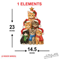 Cats Christmas Tree Yard Sign, Cat Outdoor Decorations with Stakes, Pet Theme Holiday Lawn Décor for Garden Patio and Pathway